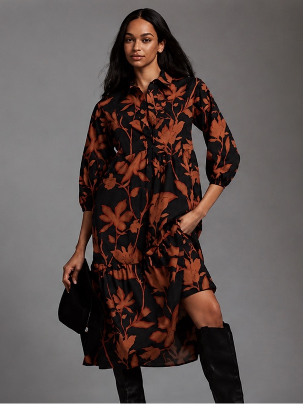 Anthropologie Maeve Bettina Midi Tiered shirt dress XXS
